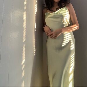 bebe Light Green Satin Dress